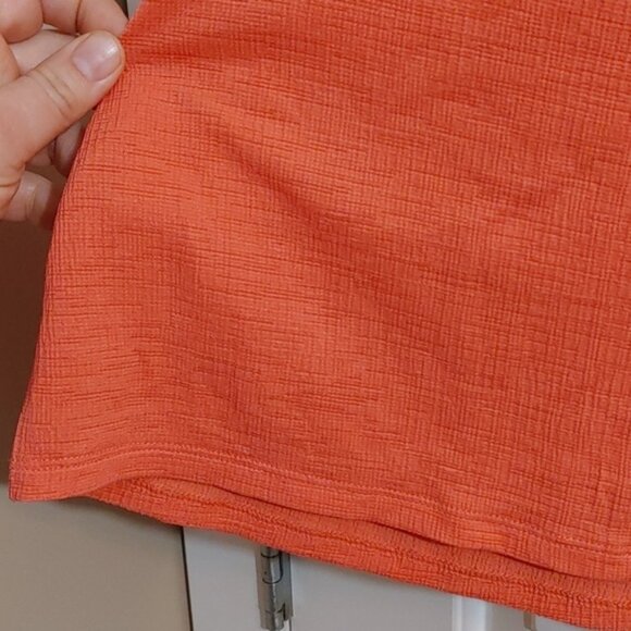 APT 9 red orange crochet lace top shirt blouse cropped short sleeves Medium - Picture 3 of 6